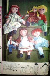5714 SIMPLICITY 1964 15'', 24'' OLD TIME RAG DOLLS, CLOTHES PATTERN